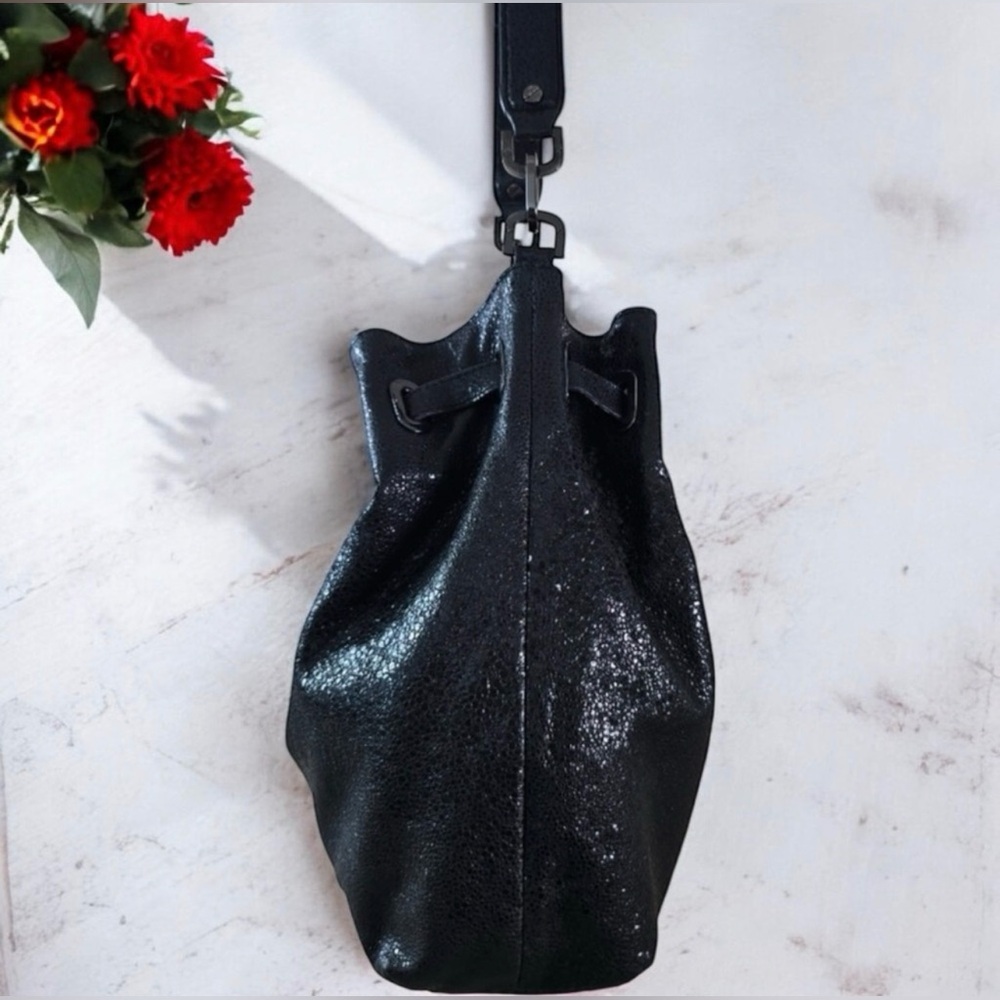 EUC Tory Burch Large Natalya Hobo Black Leather Snake/Bag - Picture 8 of 11